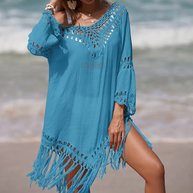 Color Block Sheer Long Sleeve Sun Protection Cover-Up