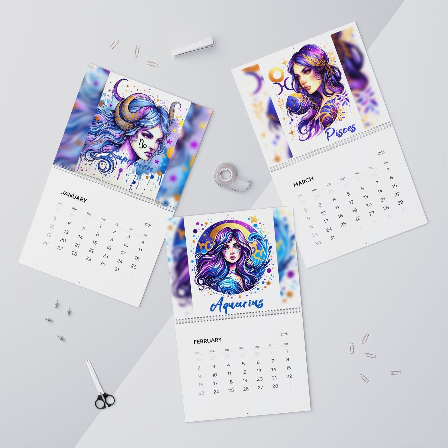 Beautiful Birth Sign Wall Calendars (2025)