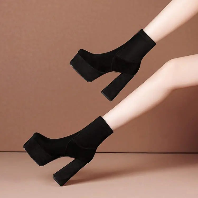 Women's Square Toe Platform Ankle Boots