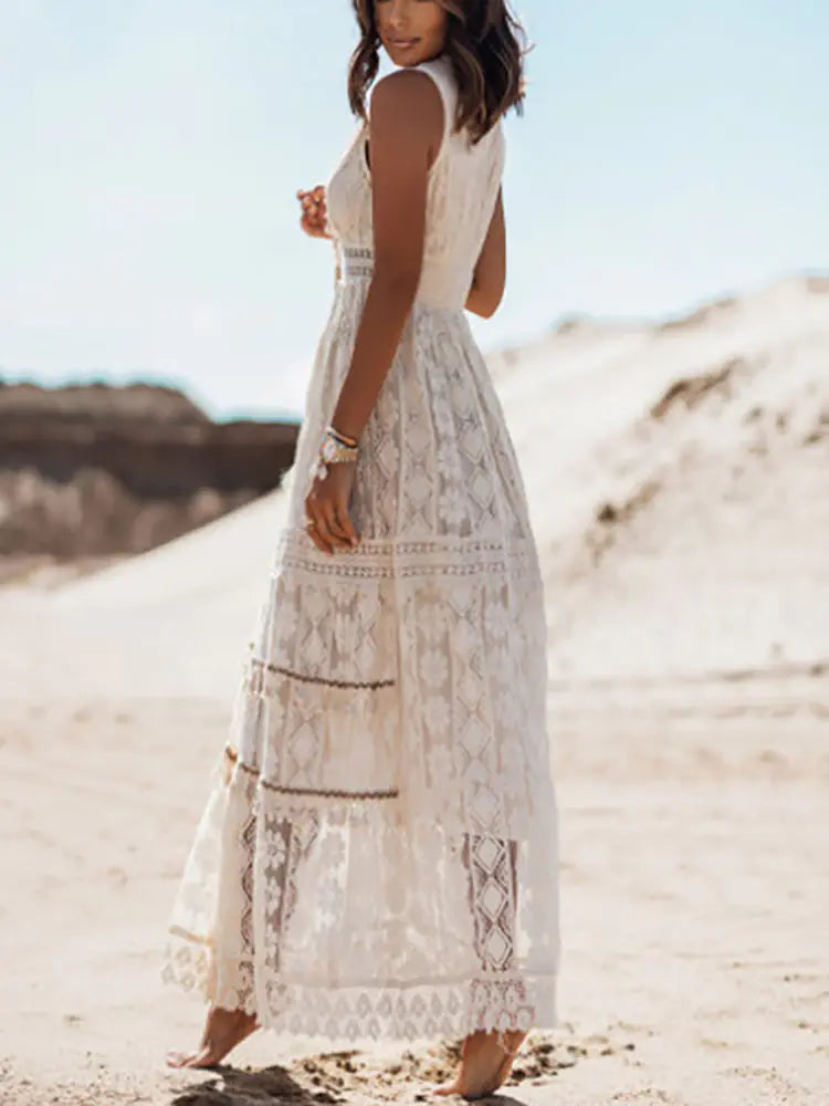 Boho Glow Lace Dress - Free-Spirited Elegance