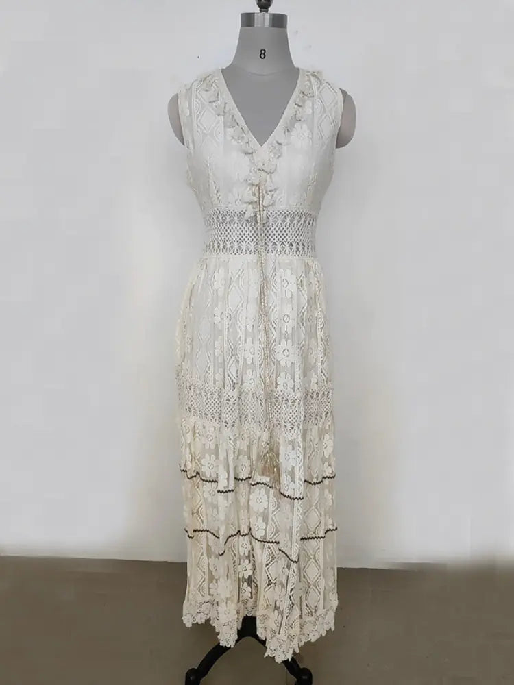 Boho Glow Lace Dress - Free-Spirited Elegance