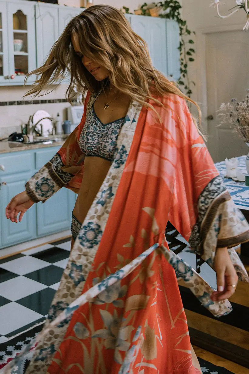 Floral Kimono Beach Cover-Up for Women