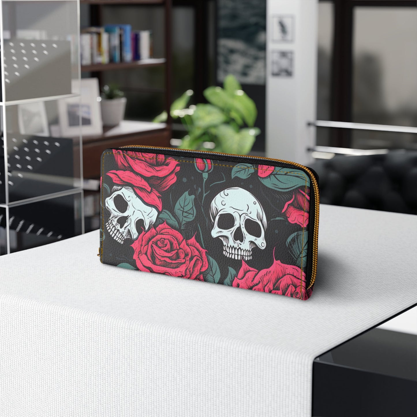 Pink Punk Skull Zippered Wallet