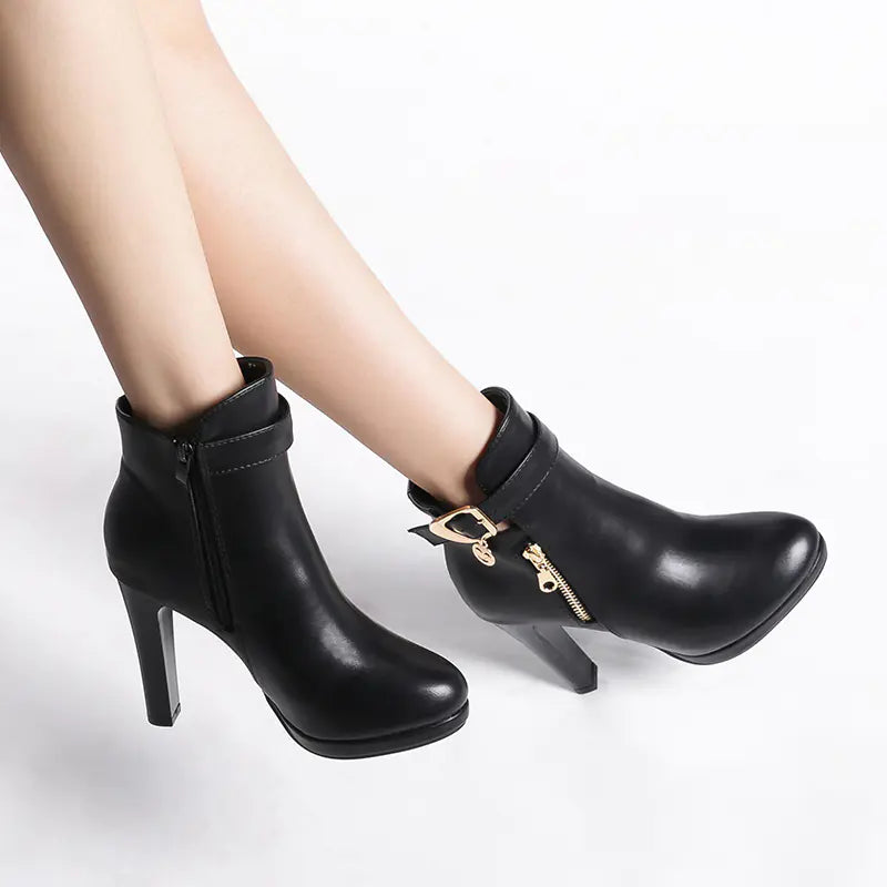 Women's High Heel Martin Boots with Fur Lining