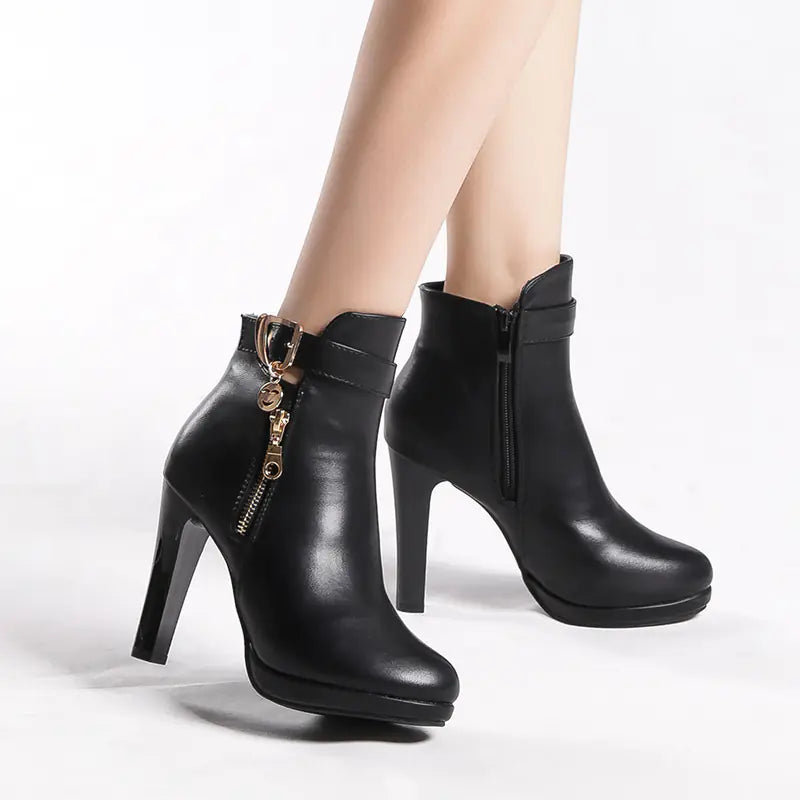 Women's High Heel Martin Boots with Fur Lining