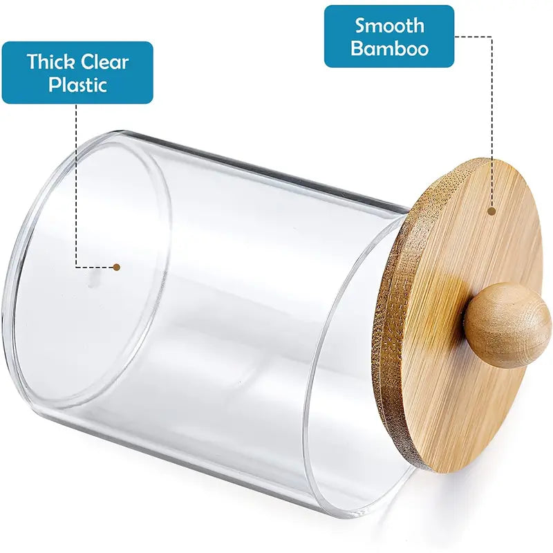 Bamboo Lids Apothecary Jars for Bathroom Storage Set