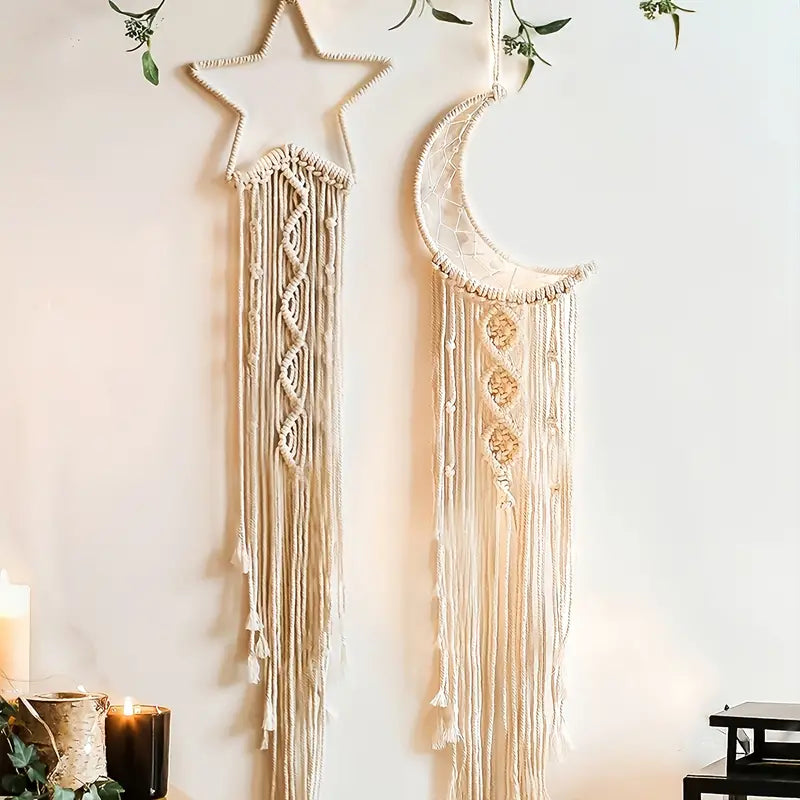 Boho Hand Woven Moon Dream Catcher 7.87x41.33in