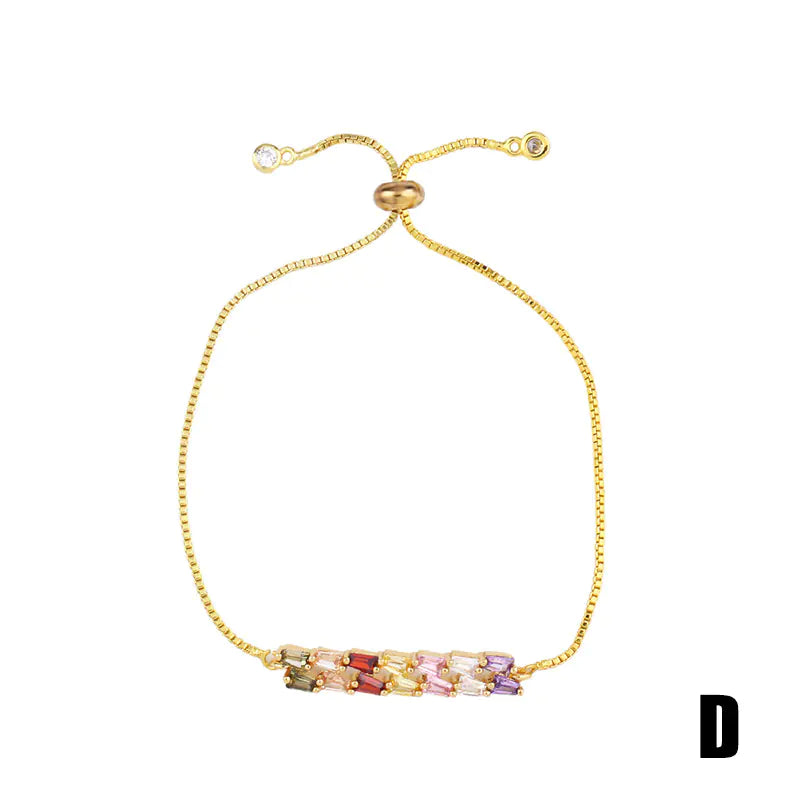 Colorful Crystal and Zirconia Bracelet (Pull Chain)