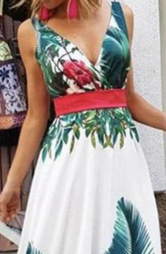 Floral V-Neck Maxi Dress with Spaghetti Straps