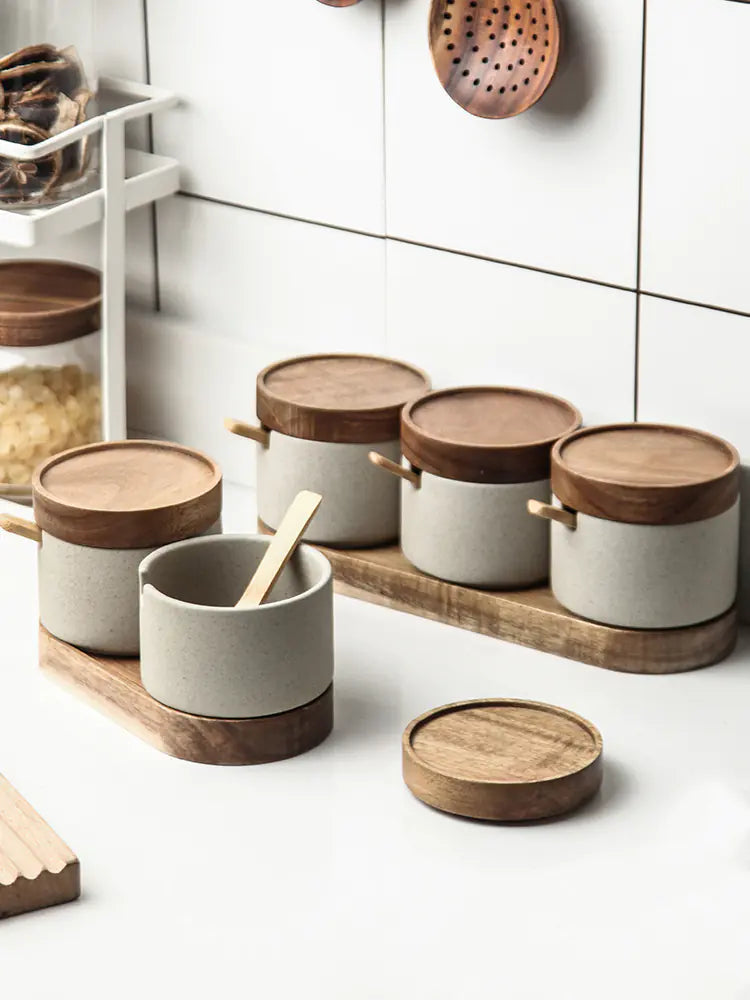 Japanese Ceramic Spice Jar Set for Home and Commercial Use