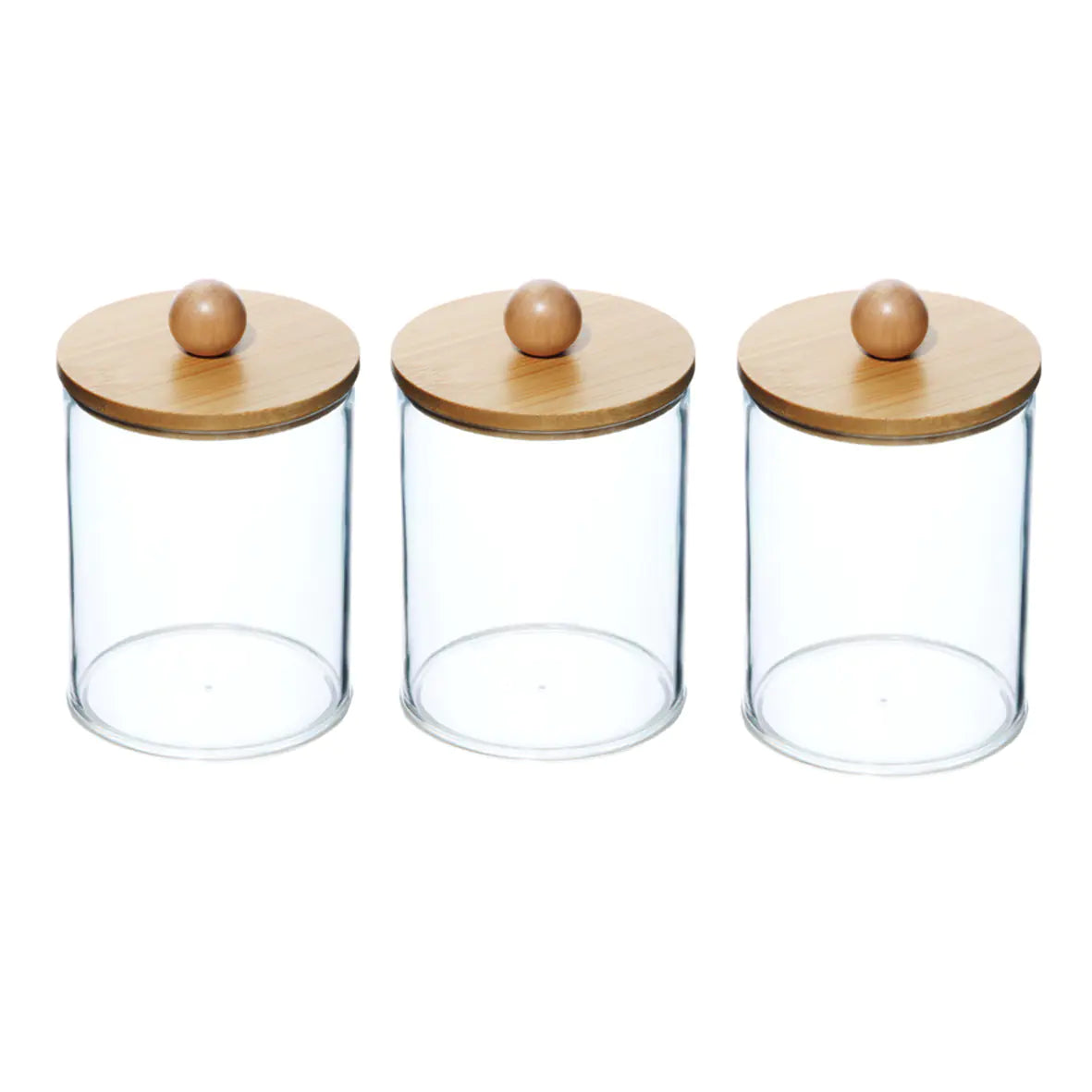 Bamboo Lids Apothecary Jars for Bathroom Storage Set