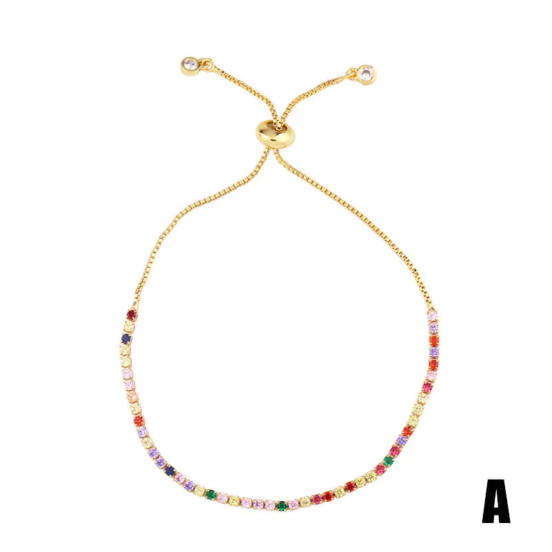 Colorful Crystal and Zirconia Bracelet (Pull Chain)