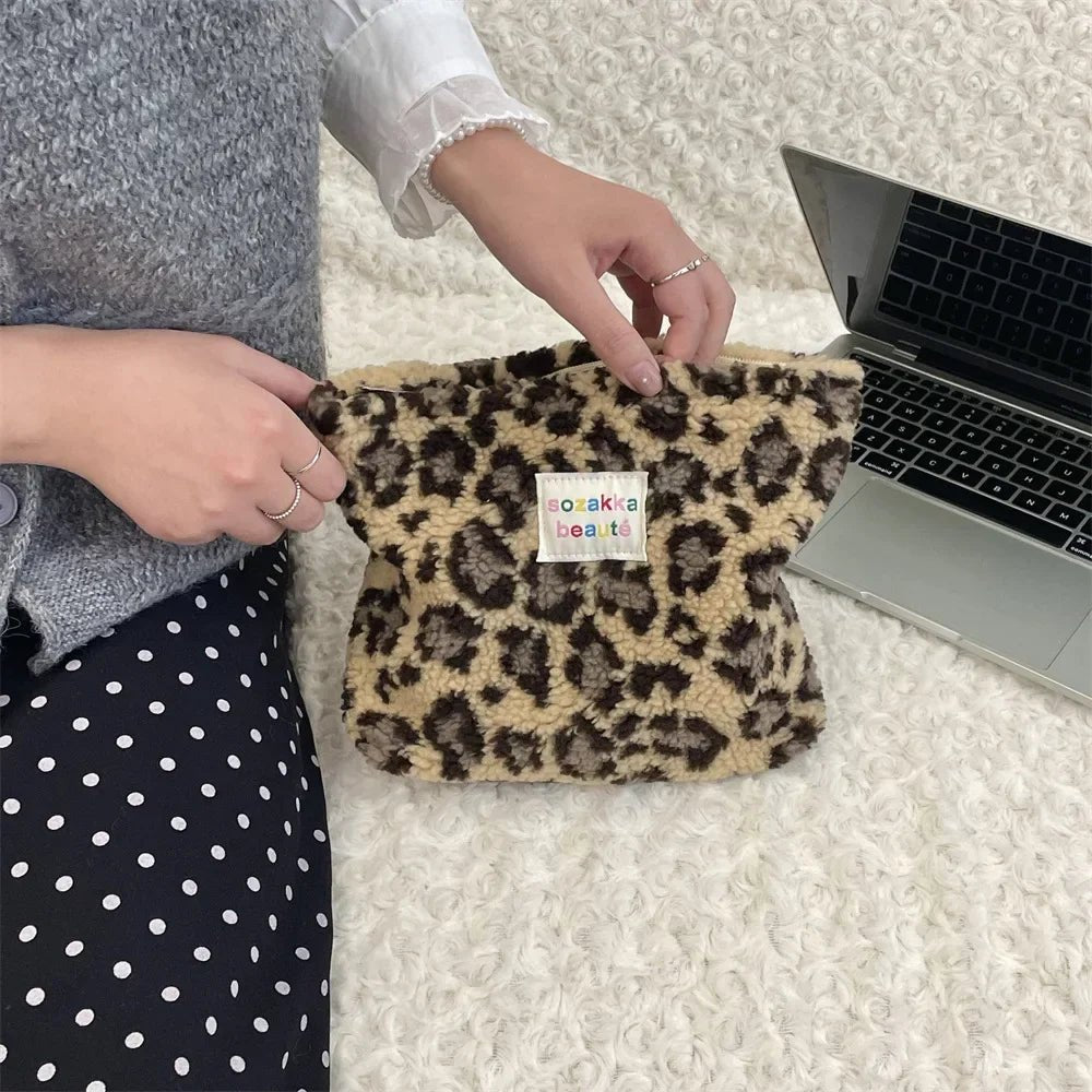 Leopard Print Large Makeup Bag Fashion Cute Toiletry Organizer Handbag for Women Girls Travel Cosmetic Organizer Beauty Case - Ageless Woman Wellness