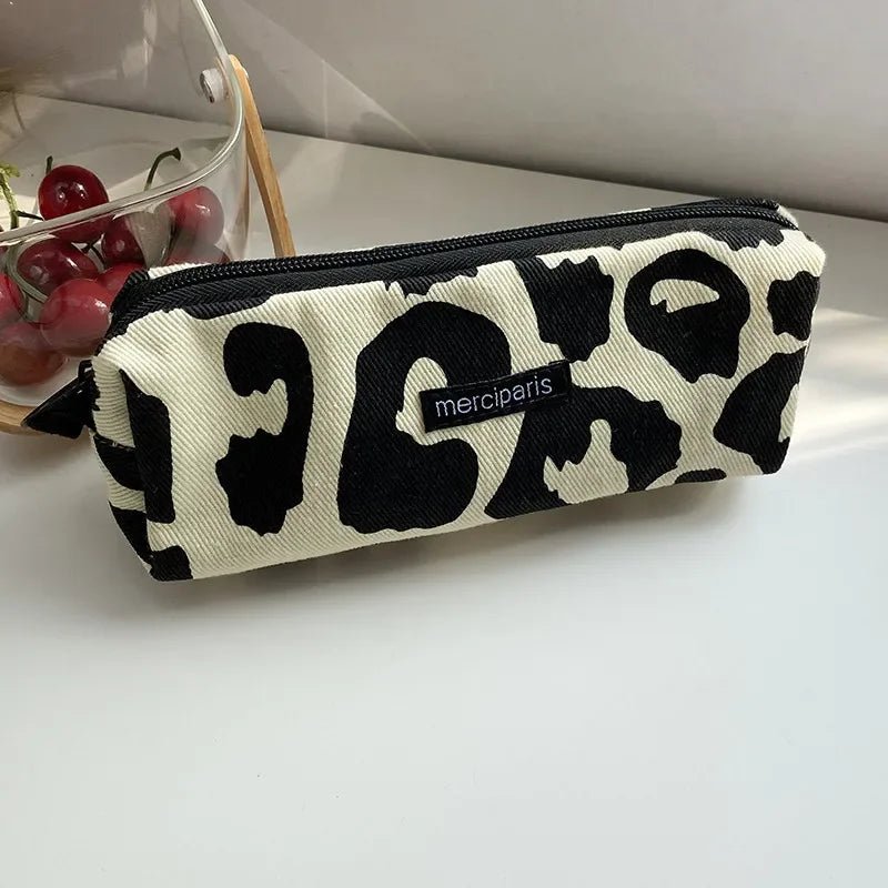 Japanese Style Leopard Cosmetic Bag Women Canvas Handbags Purse Organizer Pencil Case Lipstick Bag Makeup Bags Women Leopard Bag - Ageless Woman Wellness
