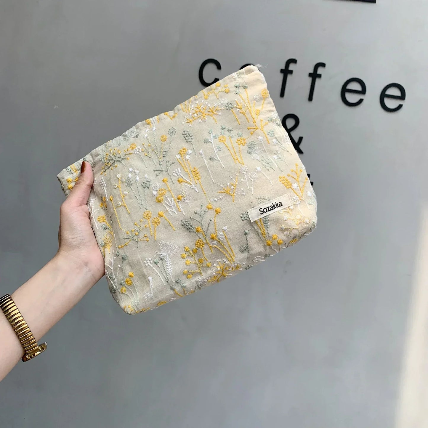Large Women Leopard Cosmetic Bag Canvas Embroidery Zipper Make Up Bag Travel Washing Makeup Organizer Beauty Case - Ageless Woman Wellness