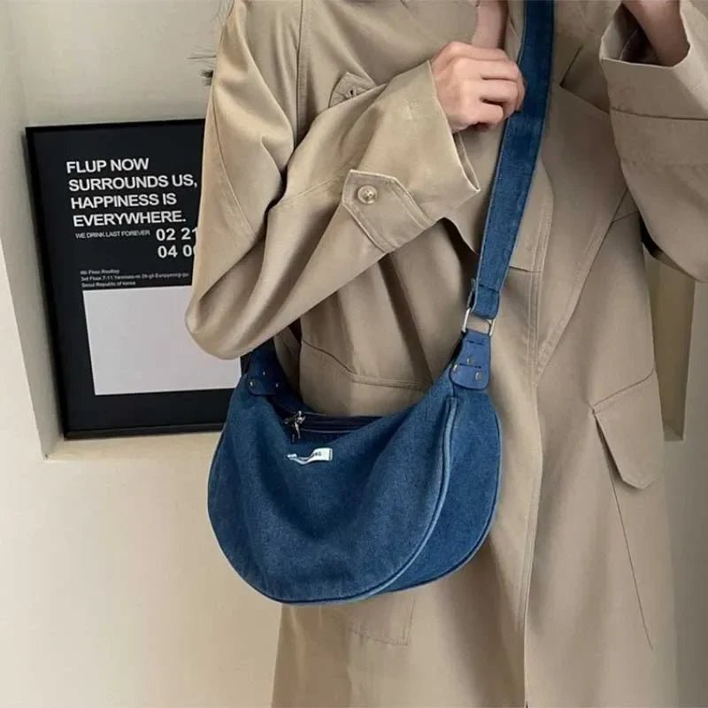Women Denim Bag Large Capacity Strap Adjustable Crossbody Sling Bag Vintage Messenger Bags Casual Shopper Bags 2025 Shoulder Bag - Ageless Woman Wellness