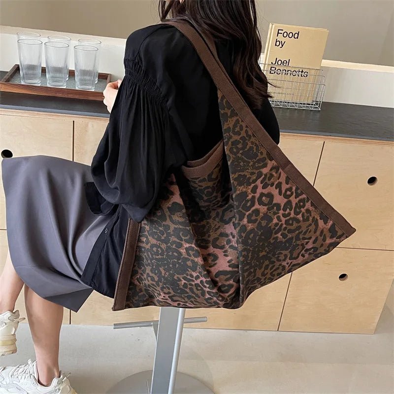 Leopard Print Nylon Tote Bag - Large Capacity Shoulder Crossbody - Ageless Woman Wellness