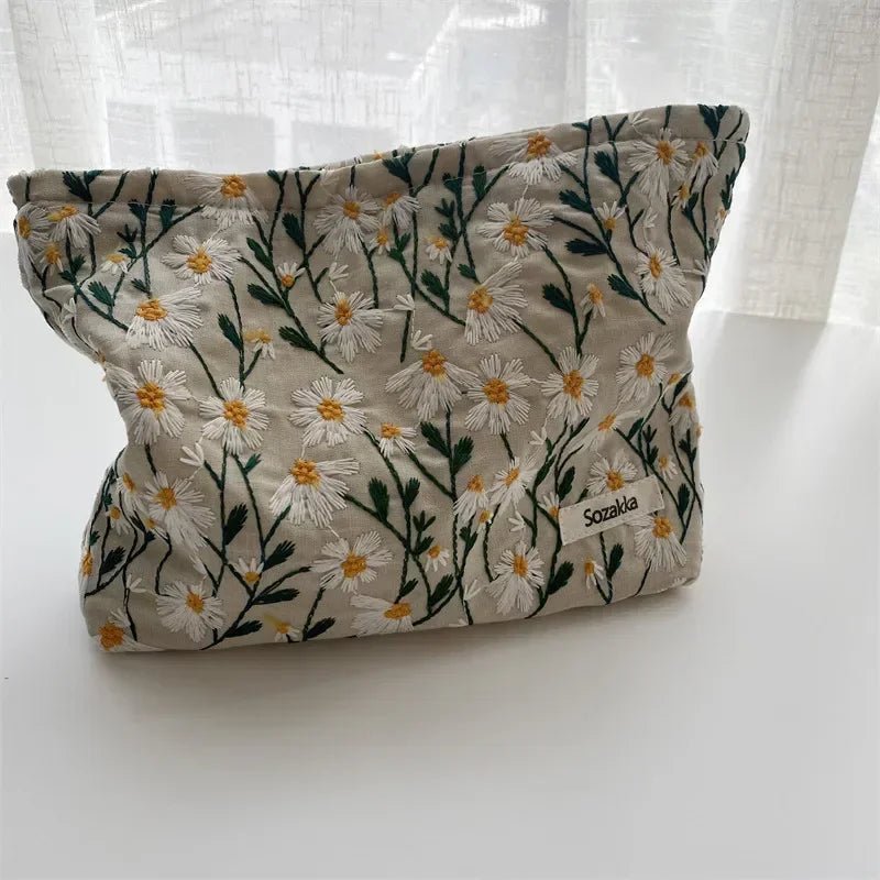 Lady Floral Corduroy Cosmetic Bag Women Handbags Purses Leopard&Plaid Makeup Organizer Storage Makeup Bag Girls Pencil Case Bags - Ageless Woman Wellness