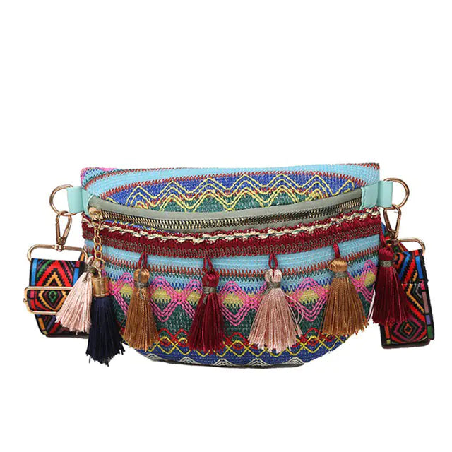 Fringed Tassel Straw Boho Crossbody Handbag for Women