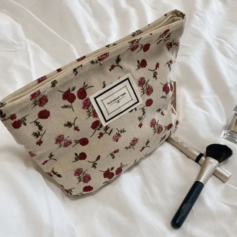 Lady Floral Corduroy Cosmetic Bag Women Handbags Purses Leopard&Plaid Makeup Organizer Storage Makeup Bag Girls Pencil Case Bags - Ageless Woman Wellness