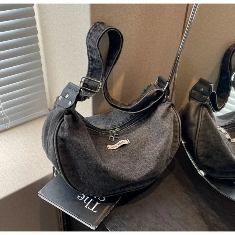 Women Denim Bag Large Capacity Strap Adjustable Crossbody Sling Bag Vintage Messenger Bags Casual Shopper Bags 2025 Shoulder Bag - Ageless Woman Wellness