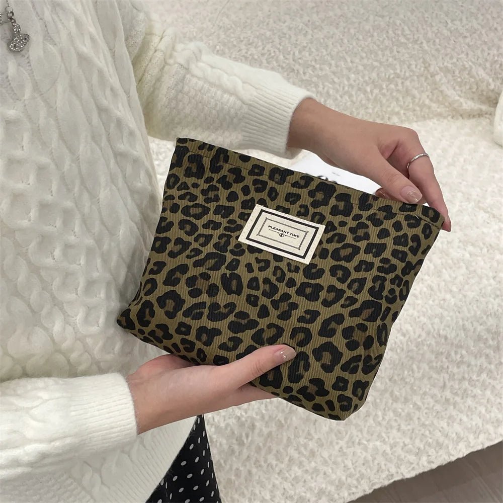Fashion Leopard Print Makeup Bag Zipper Pouch Large Capacity Portable Toiletries Bag Cosmetic Bag for Women - Ageless Woman Wellness