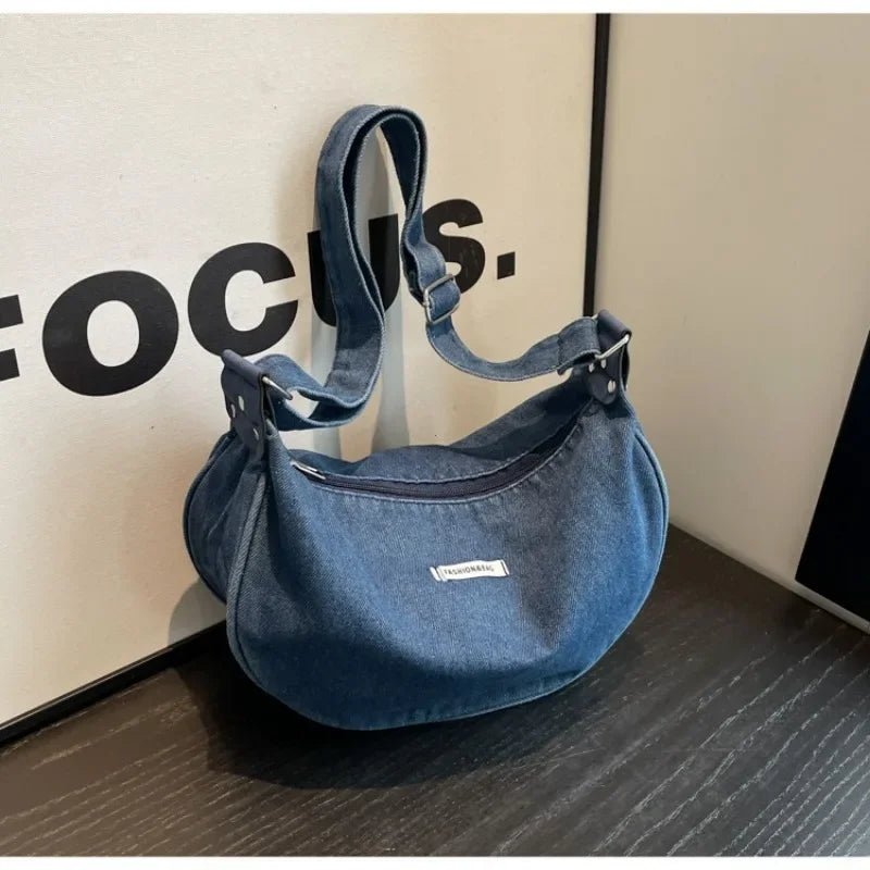 Women Denim Bag Large Capacity Strap Adjustable Crossbody Sling Bag Vintage Messenger Bags Casual Shopper Bags 2025 Shoulder Bag - Ageless Woman Wellness