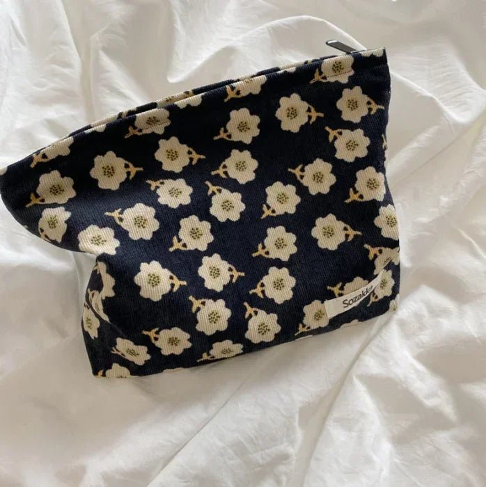 Lady Floral Corduroy Cosmetic Bag Women Handbags Purses Leopard&Plaid Makeup Organizer Storage Makeup Bag Girls Pencil Case Bags - Ageless Woman Wellness