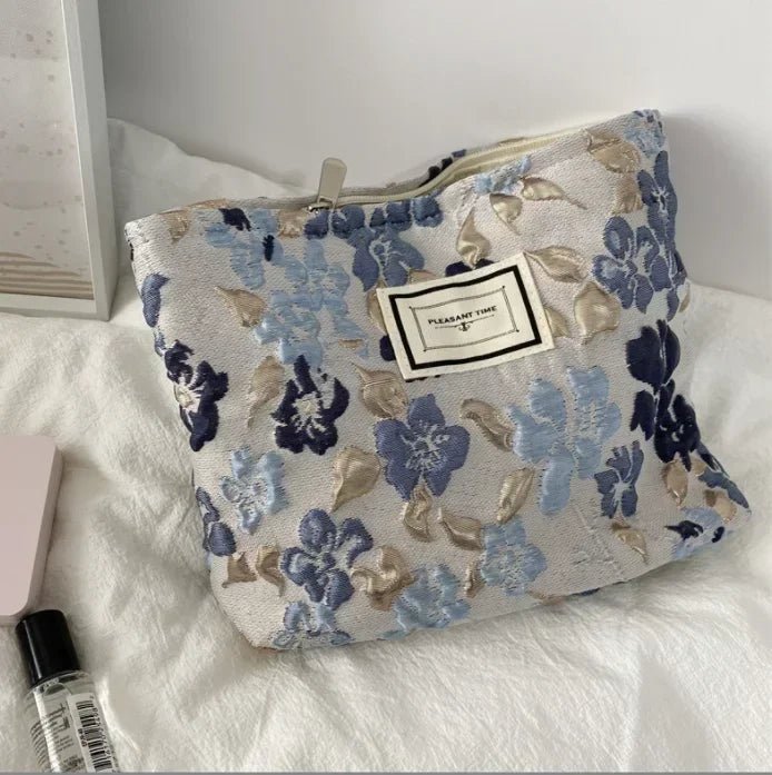 Lady Floral Corduroy Cosmetic Bag Women Handbags Purses Leopard&Plaid Makeup Organizer Storage Makeup Bag Girls Pencil Case Bags - Ageless Woman Wellness