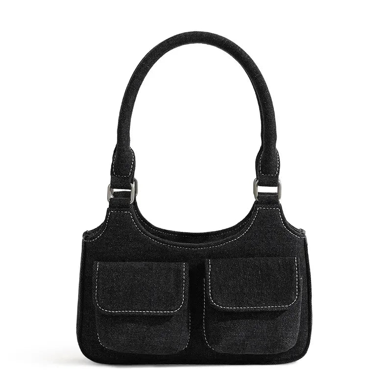 Sweet Cool Girl Denim Top - handle Shoulder Bag - Ageless Woman Wellness