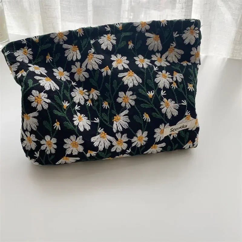 Lady Floral Corduroy Cosmetic Bag Women Handbags Purses Leopard&Plaid Makeup Organizer Storage Makeup Bag Girls Pencil Case Bags - Ageless Woman Wellness