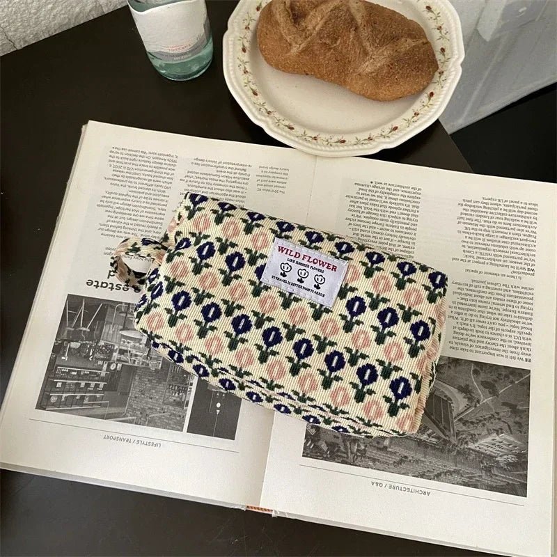 Retro Dots Flowers Leopard Cosmetic Bag Wash Bag Large Capacity Canvas Women Travel Cosmetic Organizer Pouch Make Up Storage Bag - Ageless Woman Wellness