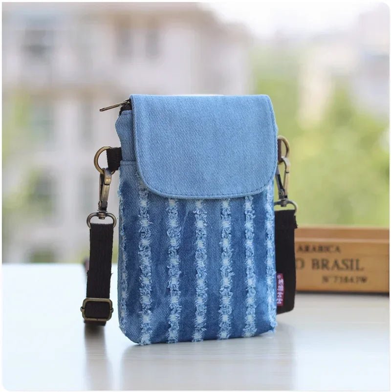 Denim Women's Mini Messenger Phone Bag Purse Wallet Tote - Ageless Woman Wellness