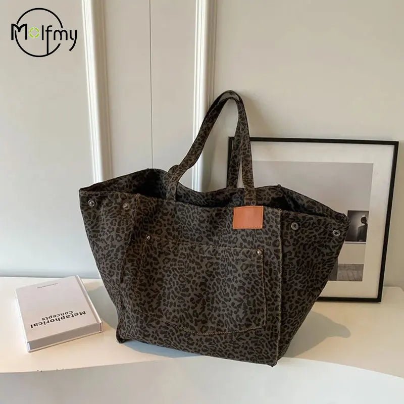 Leopard Print Large Capacity Women's Shoulder Tote Bag Luxury Handbag - Ageless Woman Wellness