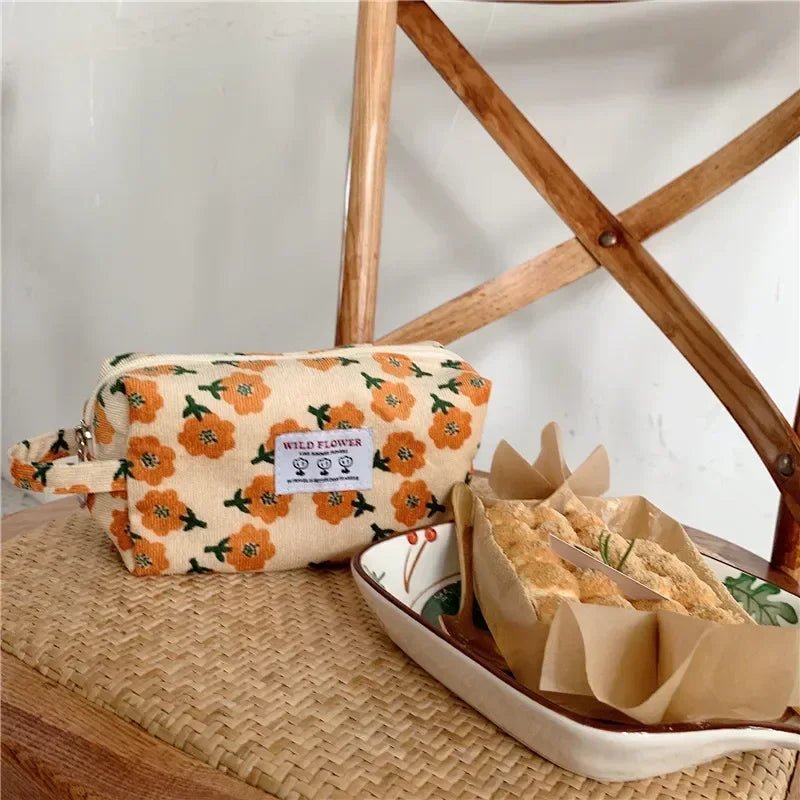Retro Dots Flowers Leopard Cosmetic Bag Wash Bag Large Capacity Canvas Women Travel Cosmetic Organizer Pouch Make Up Storage Bag - Ageless Woman Wellness