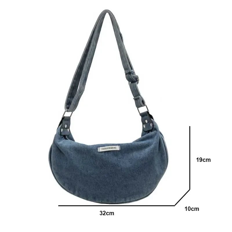 Women Denim Bag Large Capacity Strap Adjustable Crossbody Sling Bag Vintage Messenger Bags Casual Shopper Bags 2025 Shoulder Bag - Ageless Woman Wellness