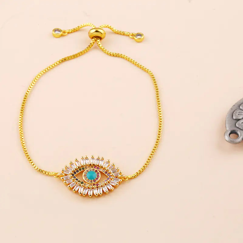 Colorful Crystal and Zirconia Bracelet (Pull Chain)