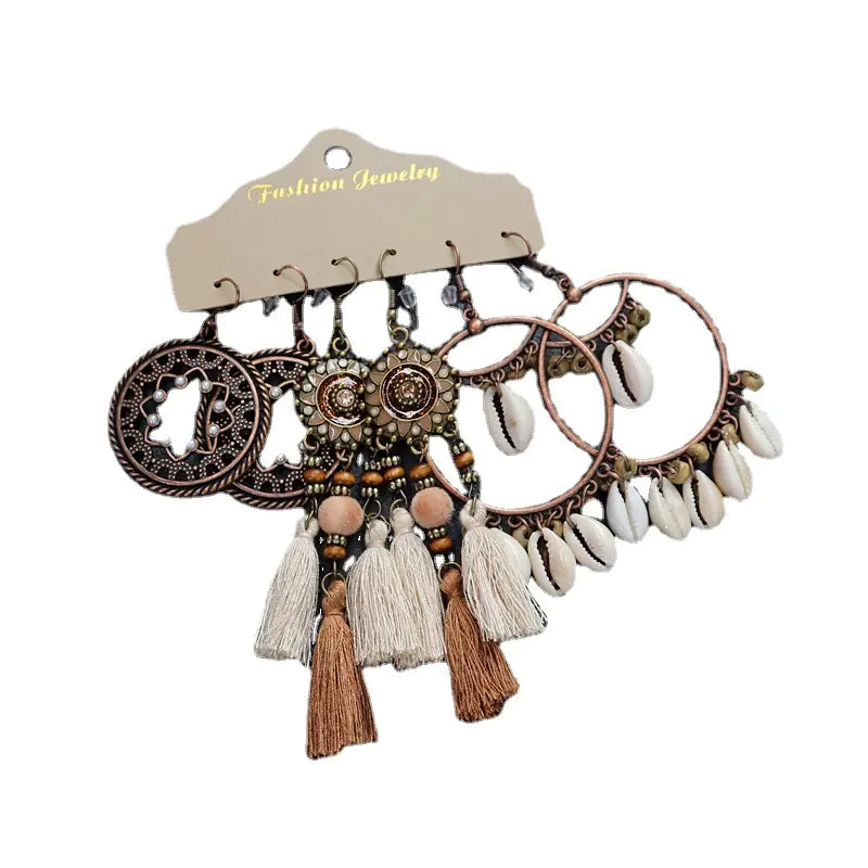 Hippie Chic Women's Earring Set - 3 Pairs (One Set)