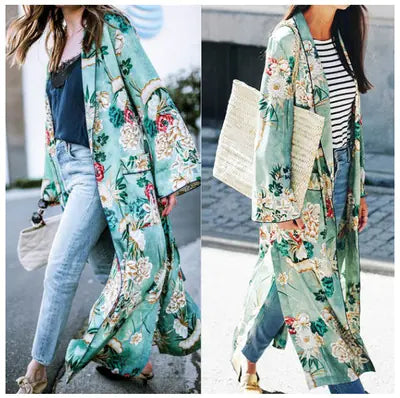 Floral Print Robe and Kimono Cardigan Jacket