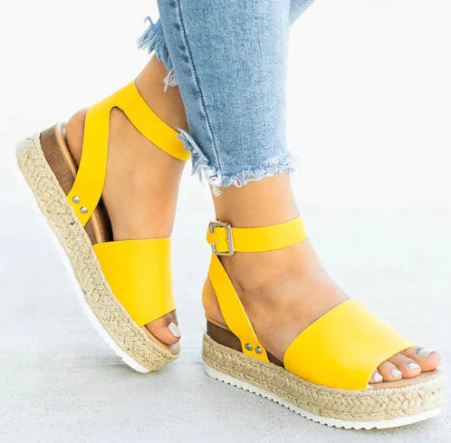 Wedge Espadrille Sandals with Leopard Print Design