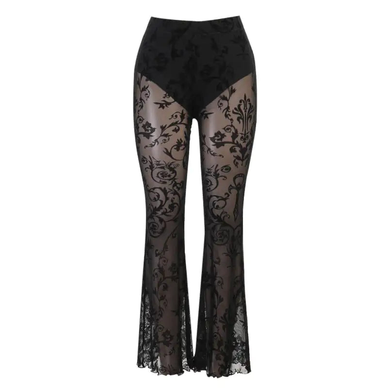 Women's Boho See-Through Flared Pants