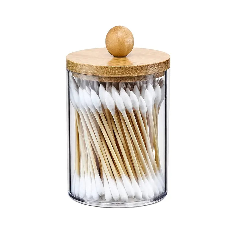 Bamboo Lids Apothecary Jars for Bathroom Storage Set