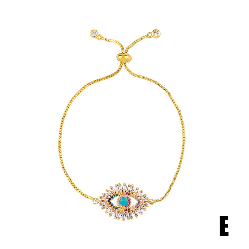 Colorful Crystal and Zirconia Bracelet (Pull Chain)