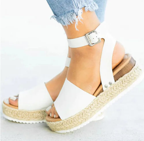 Wedge Espadrille Sandals with Leopard Print Design