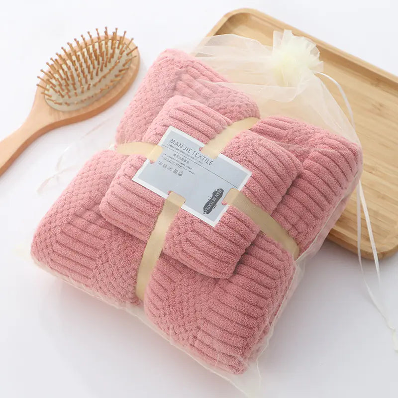 Coral Fleece Absorbent Towel Set