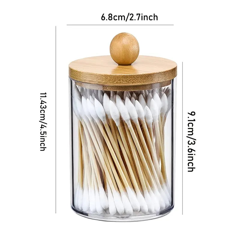 Bamboo Lids Apothecary Jars for Bathroom Storage Set