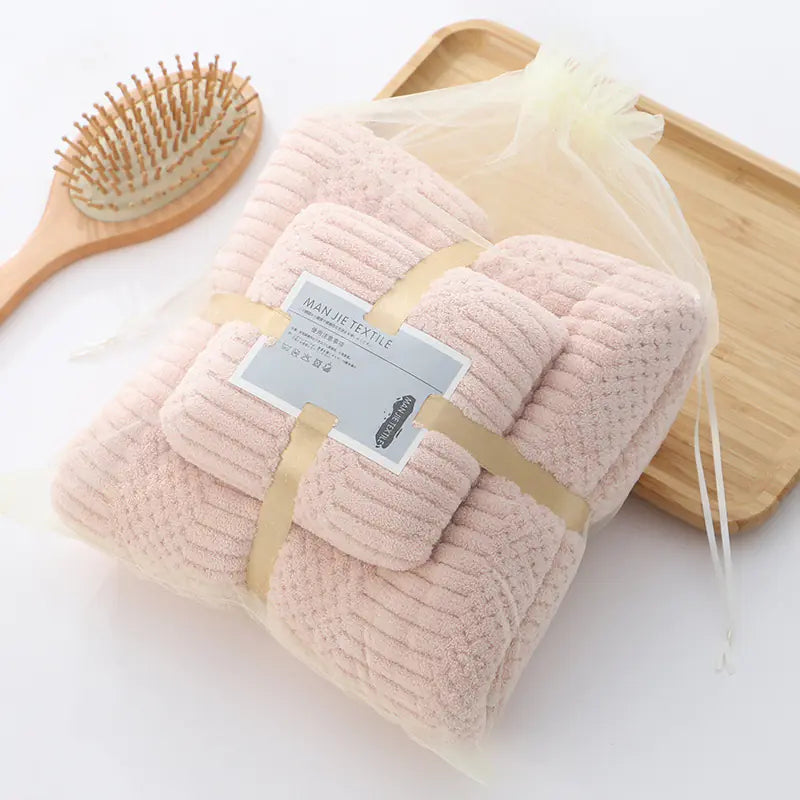 Coral Fleece Absorbent Towel Set