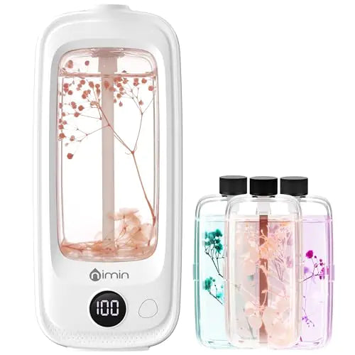 Preserved Flower Essential Oil Diffuser Waterless Ultrasonic Atomization 3x80ml Essential Oil Bottles Wall & Table-Mount Design Ideal for Living Room Bathroom Office or HotelJD009