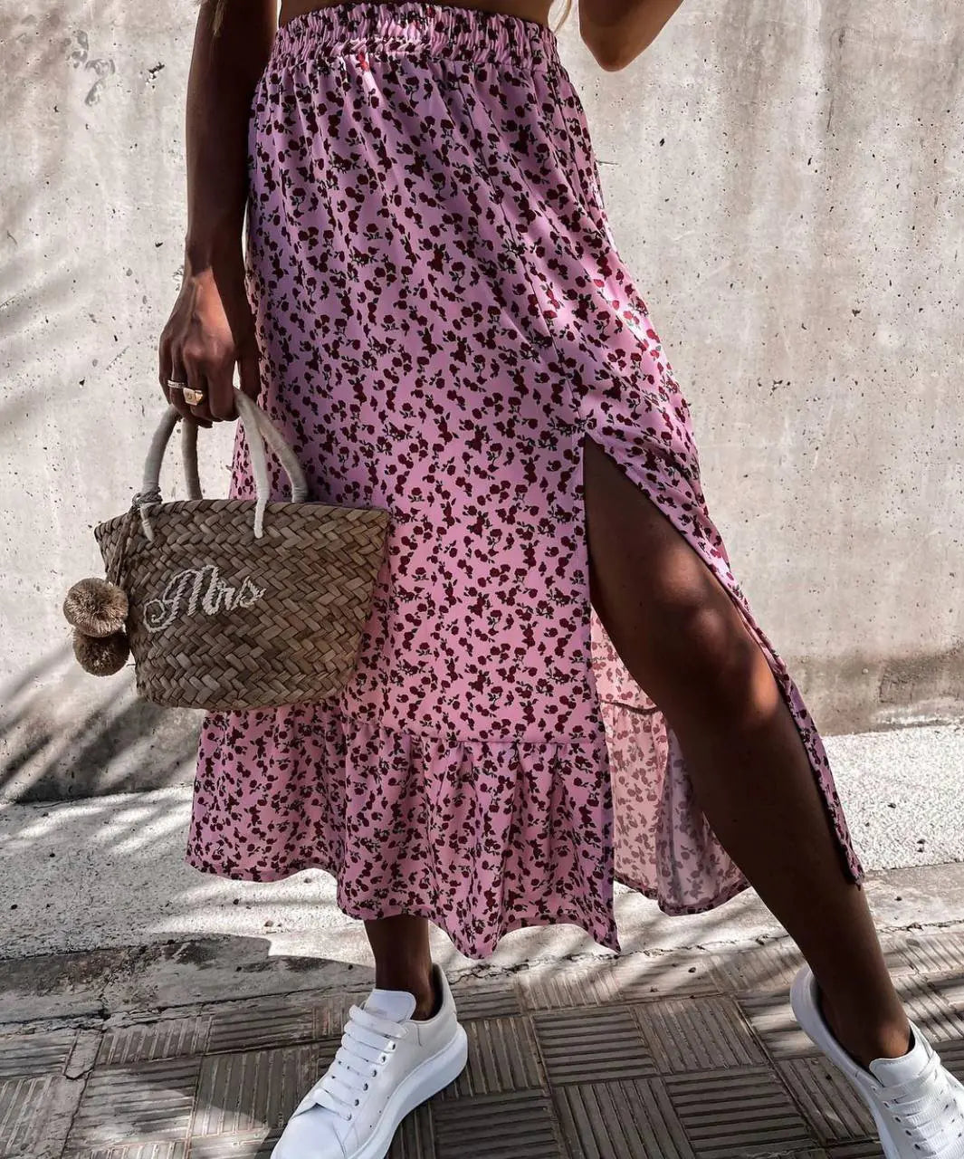 Floral Maxi Dress with Ruffled Elastic Waist Design