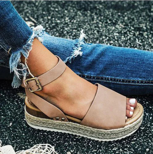 Wedge Espadrille Sandals with Leopard Print Design